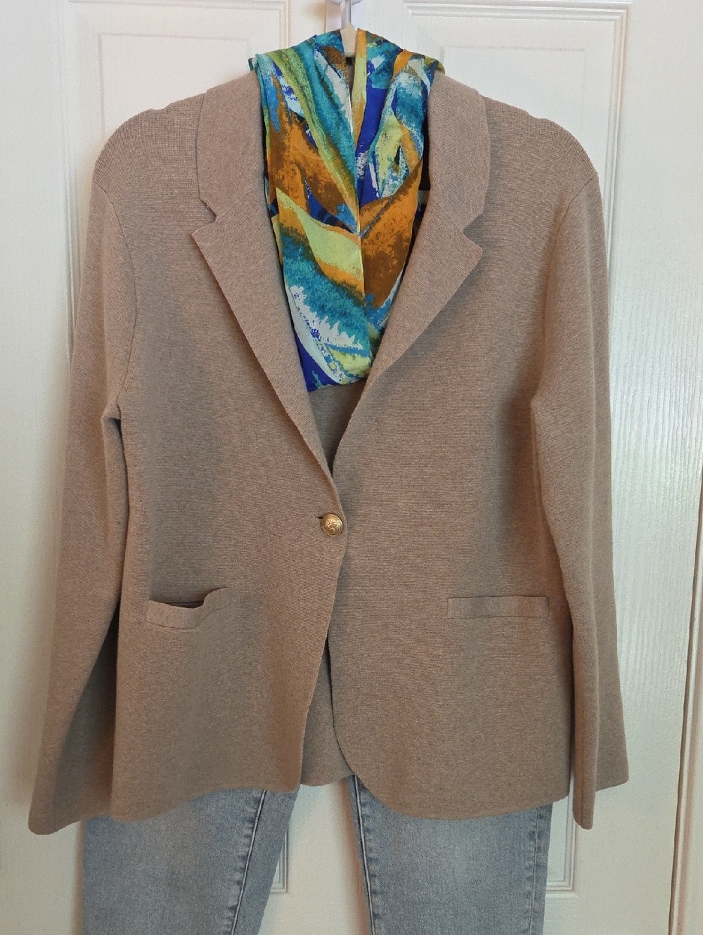 J. Crew Tan Single-Button Women's Blazer Size L - Picture 2 of 8